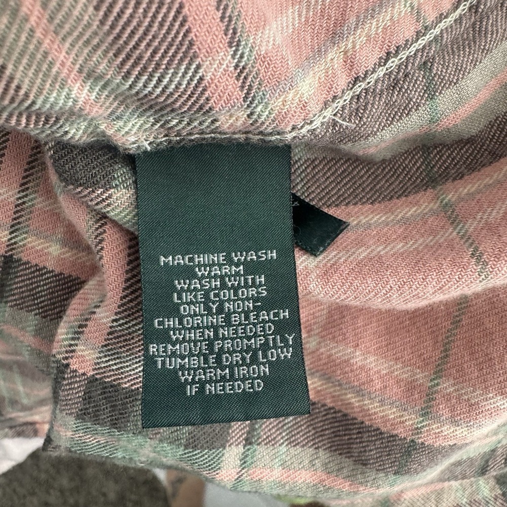 Lauren Jeans Co‎ Plaid Flannel Shirt Pink Black Button Up Cotton M - Picture 7 of 9